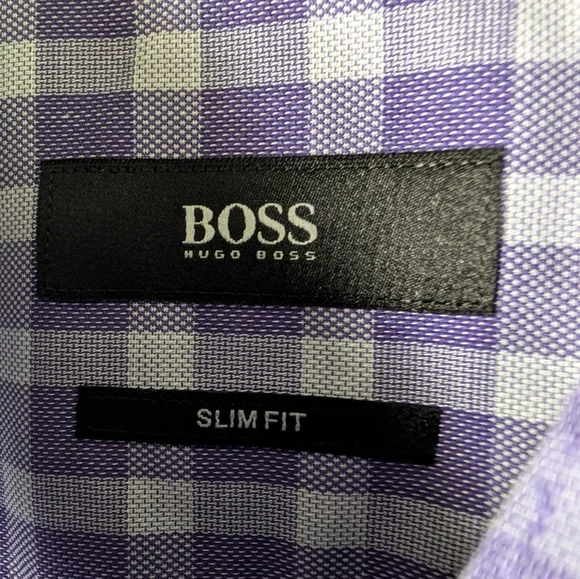 Hugo Boss Purple Plaid Men's Dress Shirt - Picture 2 of 4
